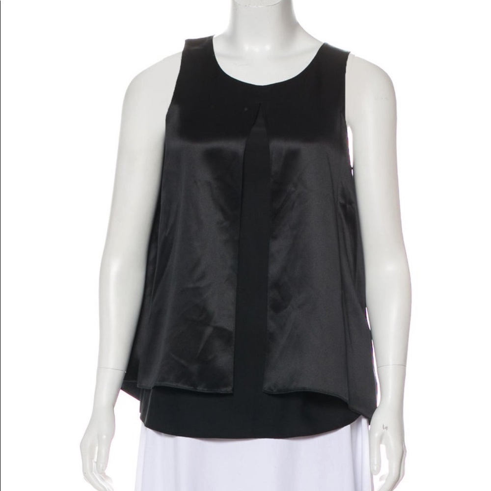 Theory black silk satin tank